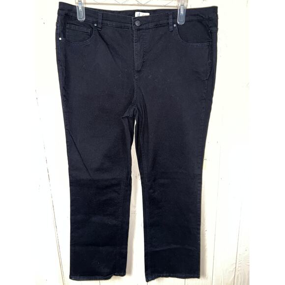 Denim & Co. Jeans Womens 20W Slightly Bootcut Black Denim Easy Stretch Baby Boot - Picture 2 of 9